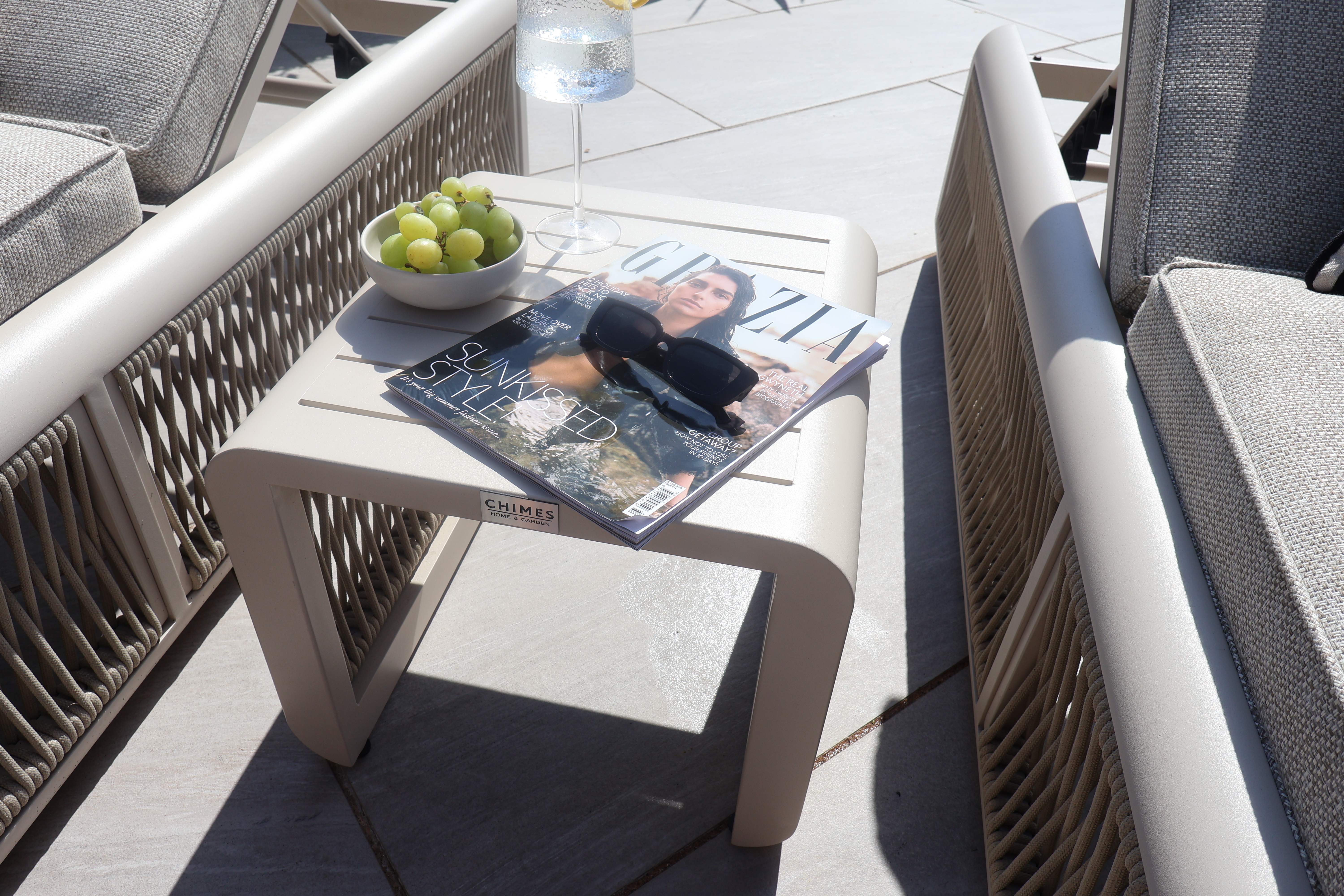 Chimes - Portofino Sun Lounger Set With Coffee Table - Cream